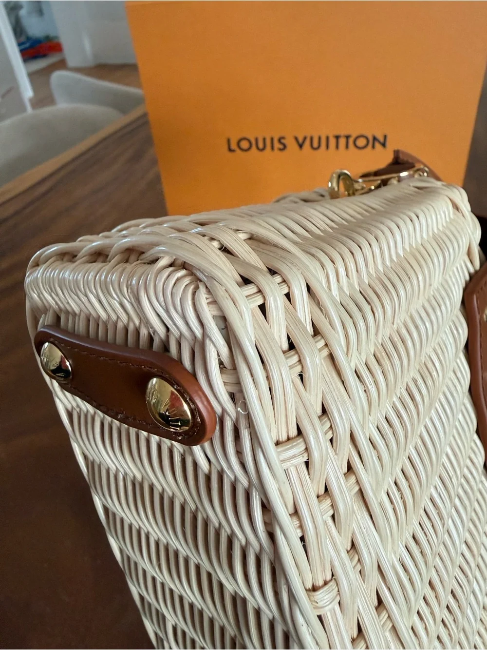 Louis Vuitton Brown Cognac Wicker Capucines Mini Handbag
